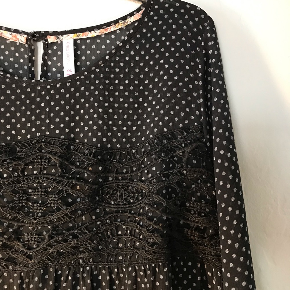 Black & White Polka Dot Dress with Lace Detail